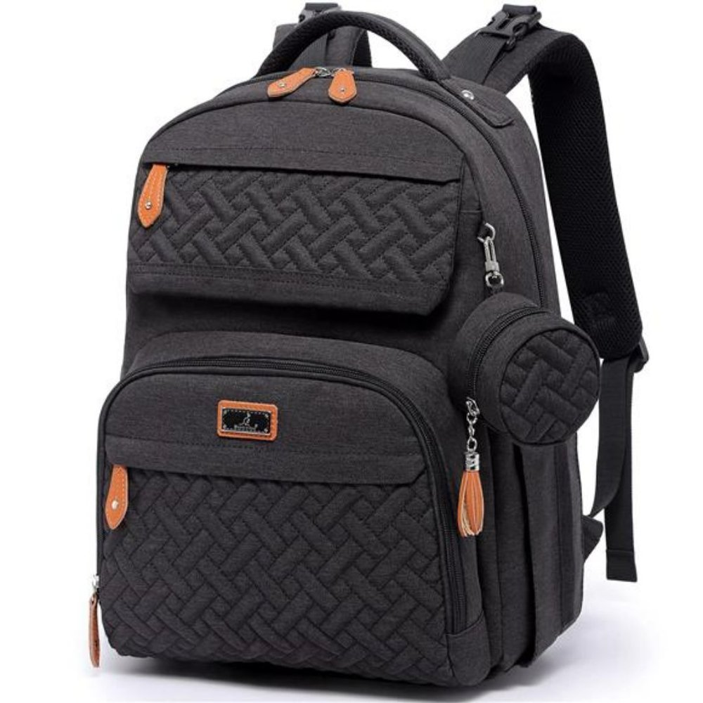 Diaper Bag Backpack with Changing Pad, Multifunction Waterproof, Black